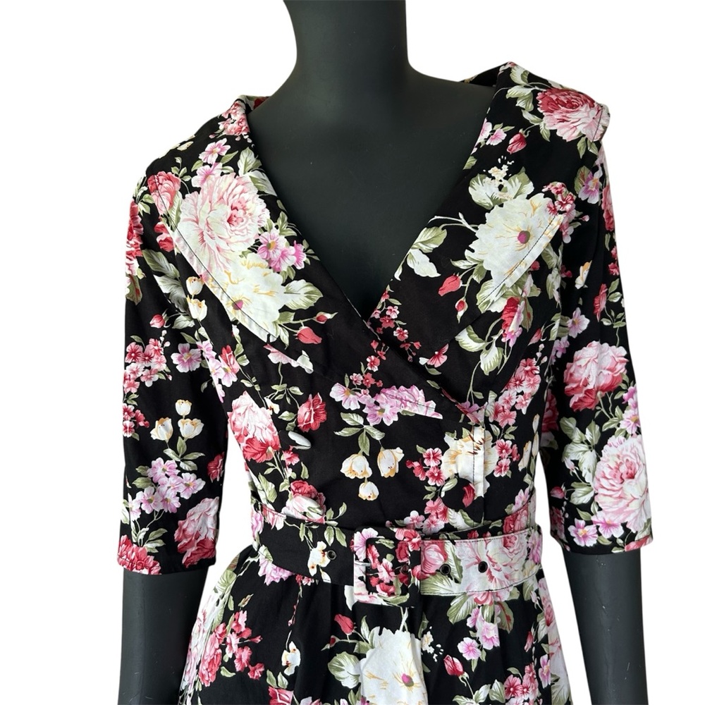 Hell Bunny Vixen Retro Floral Dress Fit & Flare Rockabilly ‘50s-Style